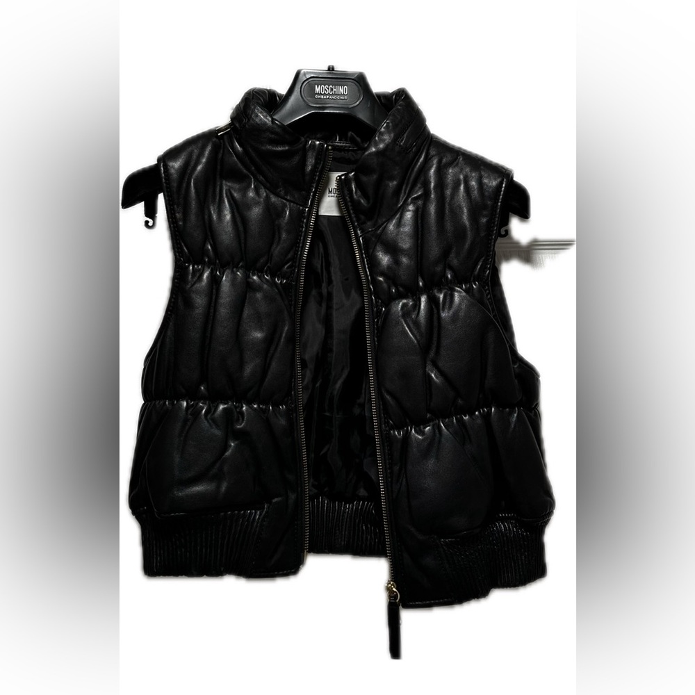 Moschino Lambskin Leather Cropped Vest